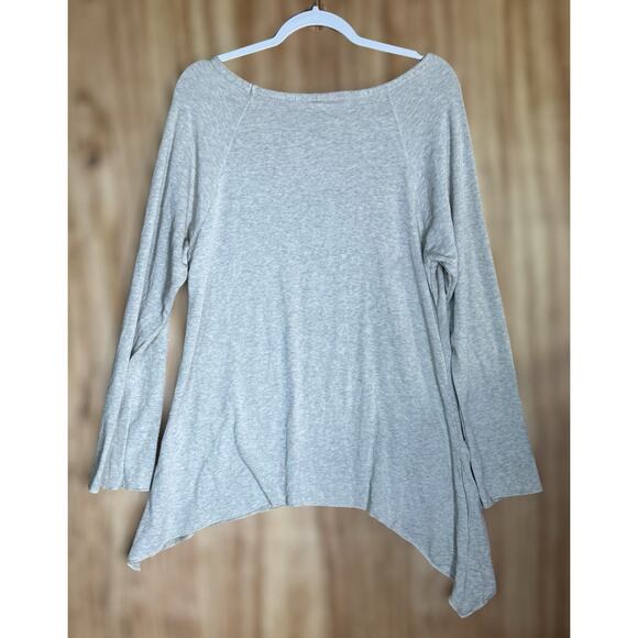 Elan Sz M Asymmetrical Tunic Top Neutral Minimalist Slouchy Boho Cozy Loungewear - Picture 3 of 7